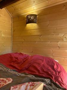 NatzwillerLe Paradis de Verdure的木墙客房的一张床位