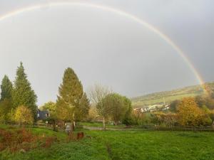 Saint-Martin-de-la-LieueDomaine du Martinaa的树丛绿地上的彩虹