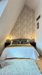 巴奎伊拉-贝莱特Estudio a pie de Pistas Baqueira的一间卧室配有一张特大号床和一张地毯。