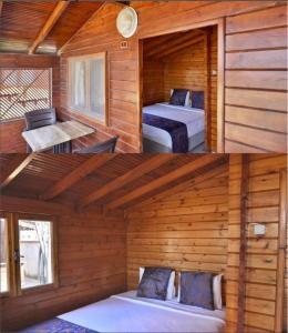 IneboluInebolu Gardenya Hotel的小木屋内一间卧室的两张照片