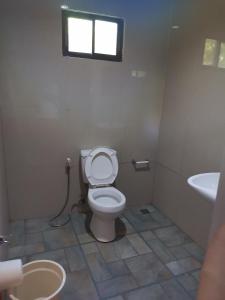 爱妮岛MilVir Tourist INN的一间带卫生间、水槽和窗户的浴室
