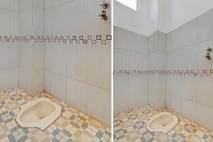 BangkinangSPOT ON 91950 Guest House TekNong Syariah的浴室两张照片,带卫生间