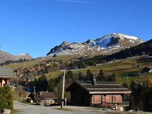 大博尔南Appartement Le Grand-Bornand, 1 pièce, 4 personnes - FR-1-241-176的山丘上的房子,有雪覆盖的山