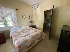 蒙特里科Casa Los Cocos Monterrico的一间卧室设有床、窗户和门