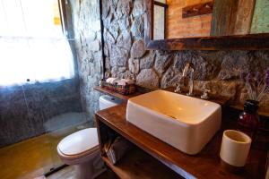 圣本图-杜萨普卡伊Chales Canto da Natureza的一间带水槽和卫生间的浴室