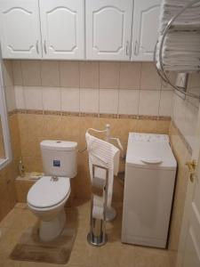 柴尔凯瑟勒Csiribá Apartman的一间带卫生间和水槽的小浴室