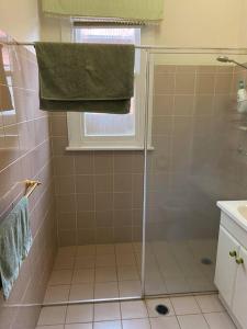 沃加沃加Central CBD House的浴室里设有玻璃门淋浴