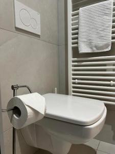 特尔纳瓦Penzión Elements的浴室设有卫生间和一卷卫生纸