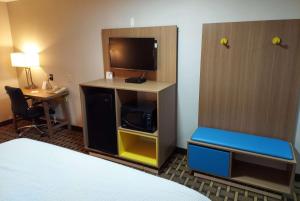 亨茨维尔亨茨维尔戴斯汽车旅馆的酒店的客房 - 带一张床、一台电视和一张书桌