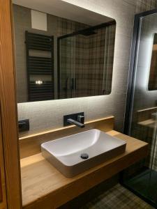摩德纳迪-坎皮格里奥Des Alpes C Flat 11的浴室设有白色水槽和镜子