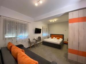 康斯坦察Orange House Constanta的酒店客房,配有床和沙发