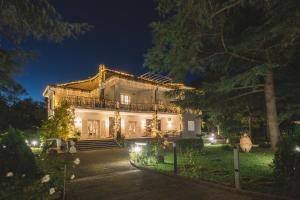 尼科洛西B&B Blanc Maison Etna Relais & Charme的夜晚有灯的房子