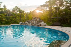 洛博克罗博河度假村的后院的瀑布游泳池