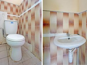 RamekasanOYO 2708 Hotel Kemuning Syariah的浴室的两张照片,配有卫生间和水槽