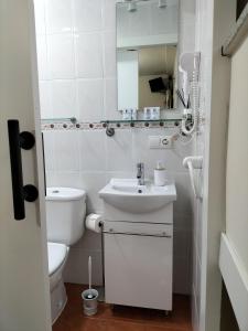 坎加斯-德奥尼斯V.V Casa Mones的白色的浴室设有卫生间和水槽。