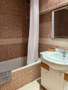 索尔德乌Apartamento Hasta 4 Pax con Terraza的浴室配有盥洗盆、卫生间和浴缸。