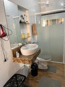 萨尔瓦多Apartamento encantador em salvador的一间带水槽和卫生间的浴室