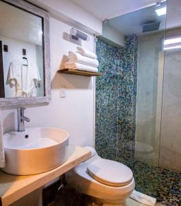 PampatarAria By LD Hotel Boutique的一间带水槽、卫生间和淋浴的浴室