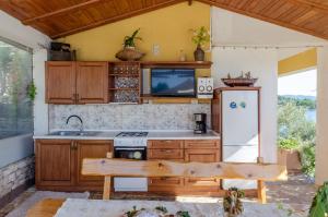 尼亚卢卡Villa Paradise的厨房配有冰箱和水槽