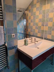 布拉索夫RETRO HOUSE的一间带水槽和镜子的浴室