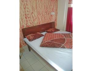 贾姆穆Hotel Landmark Lodge, Jammu的一张床上有两个枕头的房间