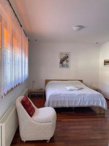 阿罗萨Guardaval的一间卧室配有一张床和一把椅子