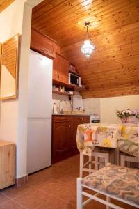 鲍洛通费尼韦什Apartment Balatonfenyves/Balaton 18401的厨房配有白色冰箱和桌子
