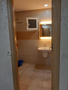苏塞Appart S plus 2 à Sousse zone touristique的一间带水槽和镜子的浴室