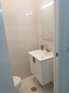 马德里HELLO HOME FERIA的浴室配有卫生间、盥洗盆和淋浴。