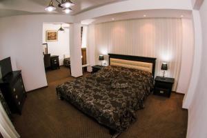 比斯特里察HOTEL CORA Bistrita的一间卧室设有一张大床和两个床头柜