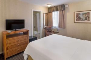 北温哥华贝斯维斯特卡皮拉诺套房酒店的配有一张床和一台平面电视的酒店客房
