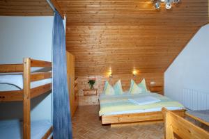 OberaichwaldGästehaus Elisabeth的木制客房内的1间带1张双层床的卧室