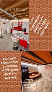 米兰CA FOSCARI Loft & Factory的砖墙餐厅的照片拼合