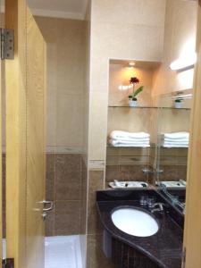 多哈多哈丹思提尼酒店的一间带水槽和镜子的浴室