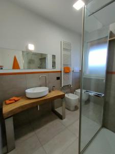 梅斯特,,,a casa di Martina的一间带水槽、淋浴和卫生间的浴室