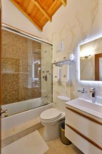 Tortola IslandCheerful 3 -bedroom villa with Pool的浴室配有卫生间、淋浴和盥洗盆。