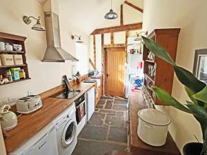 兰德林多德威尔斯Drovers Retreat的厨房配有水槽和炉灶