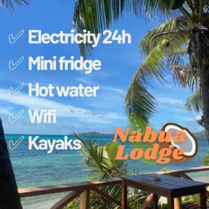 纳库拉岛Nabua Lodge的海滩图片,用词是电,减去热水