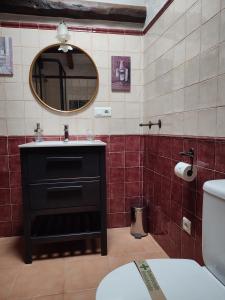 新埃斯特班德拉斯La Herrera ll的一间带水槽、镜子和卫生间的浴室