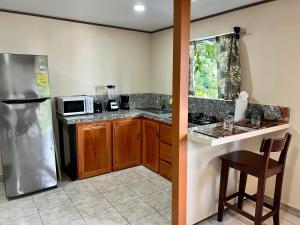 奎波斯城Casa Federico的厨房配有不锈钢冰箱和微波炉。