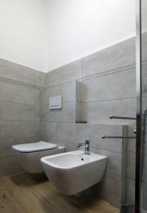 蒙福特达尔巴Langhe Apartament的一间带水槽和卫生间的浴室