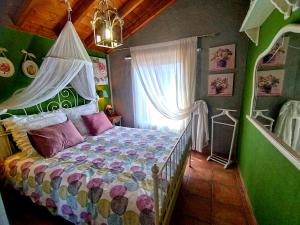 蓬塔戈尔达El Topo的一间卧室配有一张带天蓬和窗户的床
