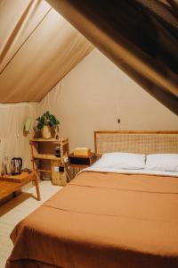 贝都古Alamu Eco Lodge的帐篷内一间卧室,配有一张床
