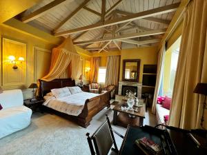 卡尔派尼西翁Anerada inn Suites & Villa - Pet Friendly的一间卧室设有一张床和一间客厅。