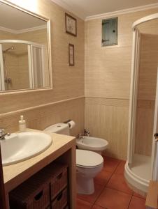 阿尔巴拉辛Apartamentos El Brezo的一间带水槽、卫生间和镜子的浴室