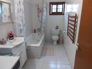 尼科西亚Kampi Double Storey House in the Village的带浴缸、卫生间和盥洗盆的浴室