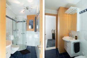 BrienzJust 10min from Lenzerheide - Apartment in Vazerol的带淋浴、卫生间和盥洗盆的浴室