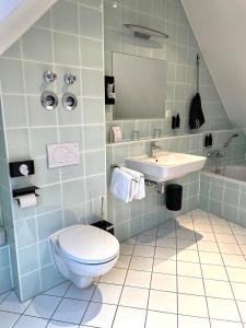 海德堡DK Hotel Deutscher Kaiser的一间带卫生间和水槽的浴室