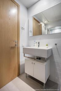 巴塞罗那Flateli Navas D01的浴室设有白色水槽和镜子