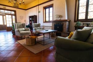 比拉夫洛尔Hotel El Tejar & Spa的带沙发和壁炉的客厅